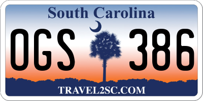 SC license plate OGS386