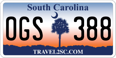 SC license plate OGS388