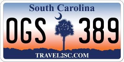 SC license plate OGS389
