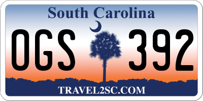 SC license plate OGS392