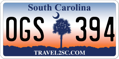 SC license plate OGS394