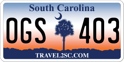 SC license plate OGS403