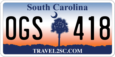 SC license plate OGS418