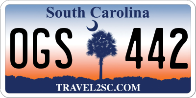 SC license plate OGS442