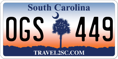 SC license plate OGS449