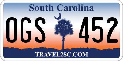 SC license plate OGS452
