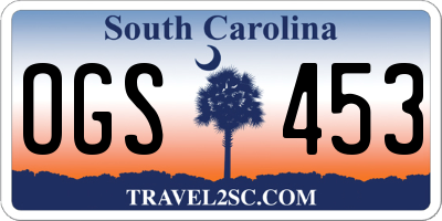 SC license plate OGS453