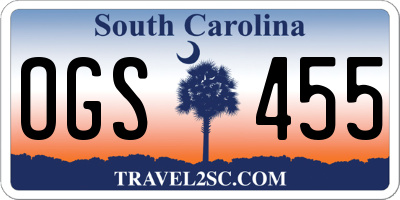 SC license plate OGS455