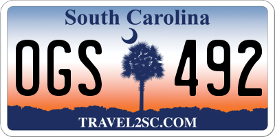 SC license plate OGS492