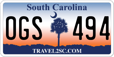 SC license plate OGS494