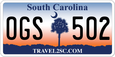 SC license plate OGS502