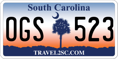 SC license plate OGS523