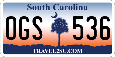SC license plate OGS536