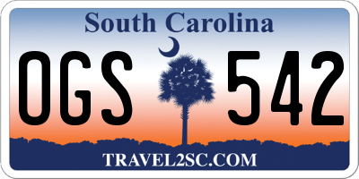 SC license plate OGS542