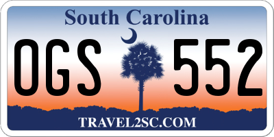 SC license plate OGS552