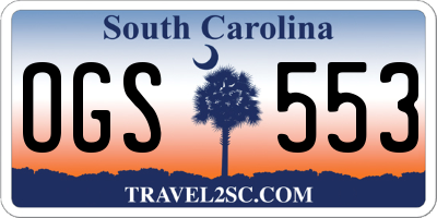 SC license plate OGS553
