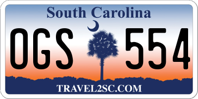 SC license plate OGS554
