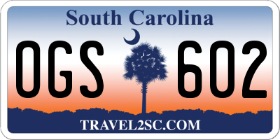 SC license plate OGS602