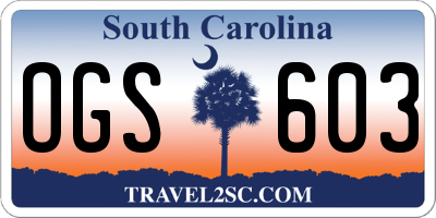 SC license plate OGS603