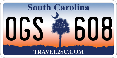 SC license plate OGS608