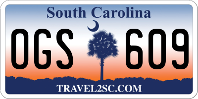 SC license plate OGS609
