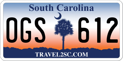 SC license plate OGS612