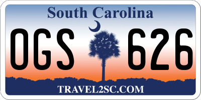 SC license plate OGS626