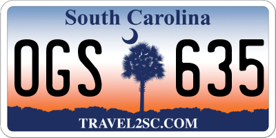 SC license plate OGS635