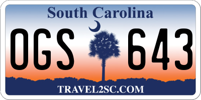 SC license plate OGS643