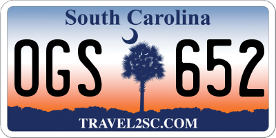 SC license plate OGS652