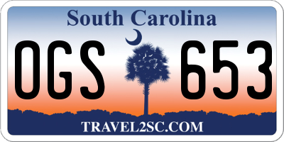 SC license plate OGS653