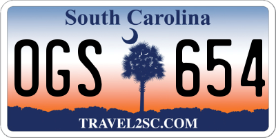 SC license plate OGS654