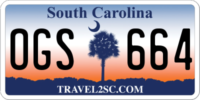 SC license plate OGS664