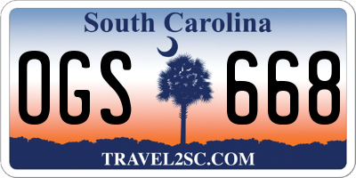 SC license plate OGS668