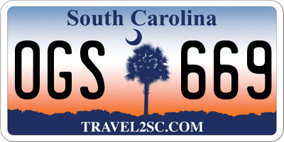 SC license plate OGS669