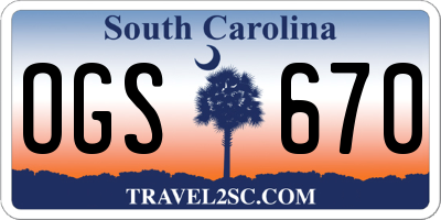 SC license plate OGS670