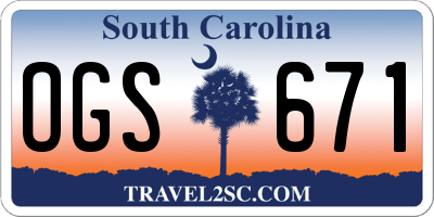 SC license plate OGS671