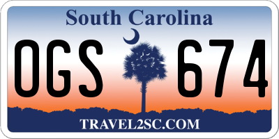 SC license plate OGS674