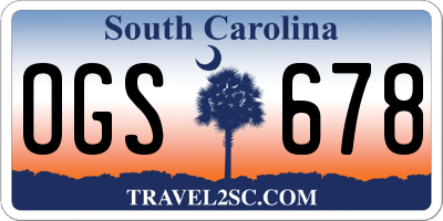 SC license plate OGS678