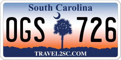 SC license plate OGS726