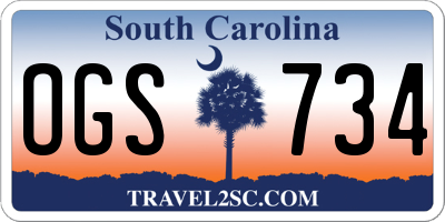 SC license plate OGS734