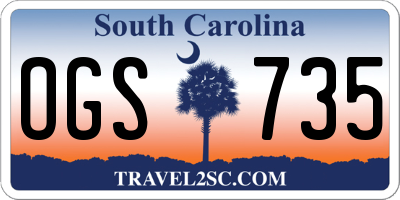 SC license plate OGS735