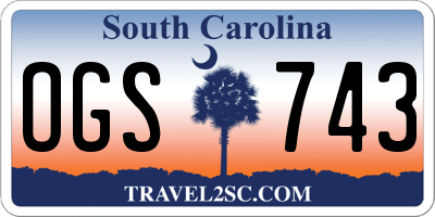SC license plate OGS743