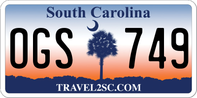 SC license plate OGS749