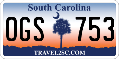SC license plate OGS753