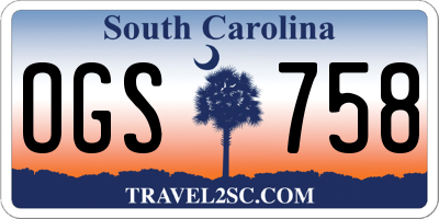 SC license plate OGS758