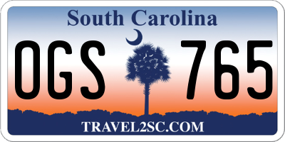 SC license plate OGS765