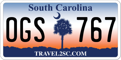 SC license plate OGS767
