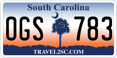 SC license plate OGS783