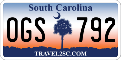 SC license plate OGS792